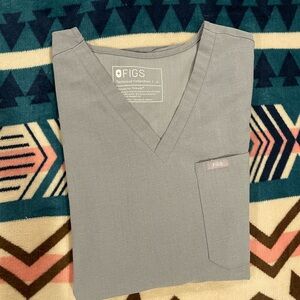 Figs Light Space Gray Scrub Top